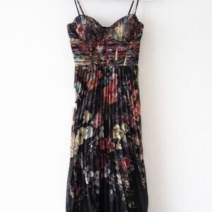 AQUA Floral Pleated Dress - Size S
